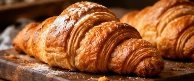 Croissants folhados e dourados